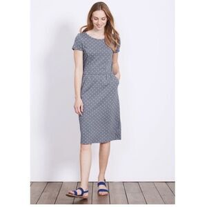 Boden Phoebe Jersey Day Dress floral blue Sz 4 w/pockets